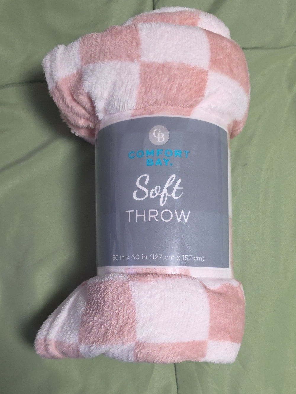 Comfort Bay Pink & White Check Plush Throw Blanket